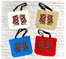 Load image into Gallery viewer, Tote with 2 Embroidered  Snakes  12 or 5 oz Shopping Bag
