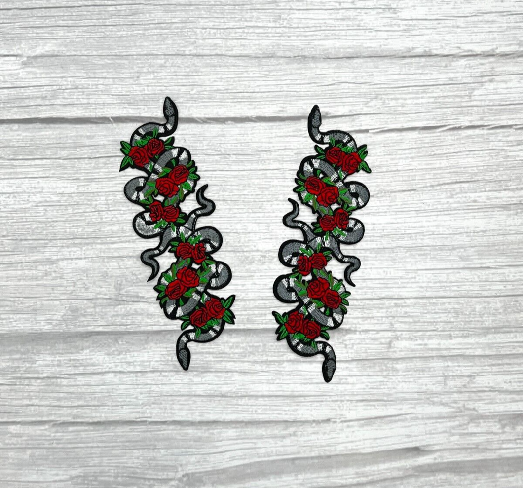 Embroidered  Snake Iron on Applique Patch