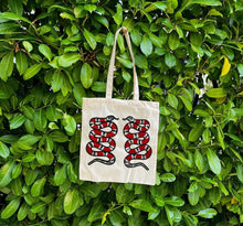 Load image into Gallery viewer, Tote with 2 Embroidered  Snakes  12 or 5 oz Shopping Bag
