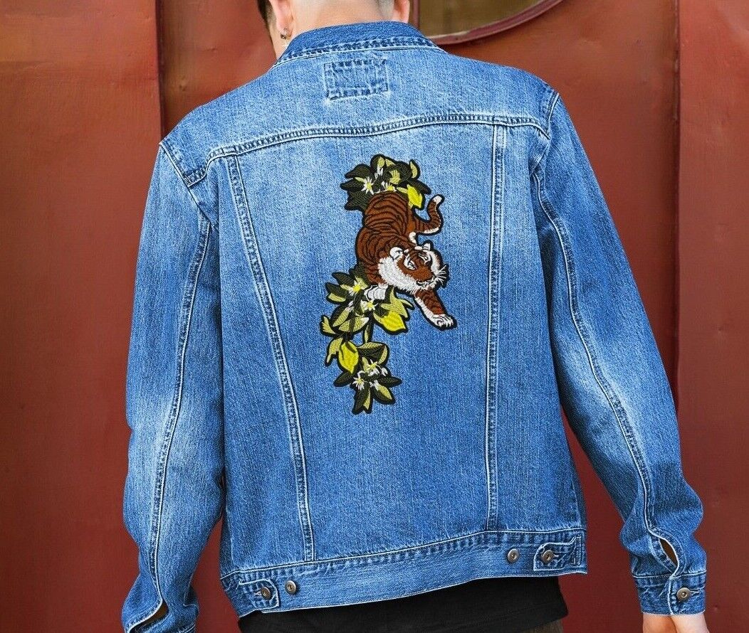 Bengal Tiger With Flowers Applique Patch