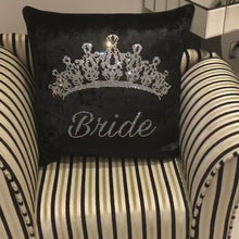 Load and play video in Gallery viewer, Crushed Velvet Bride Wedding Cushion
