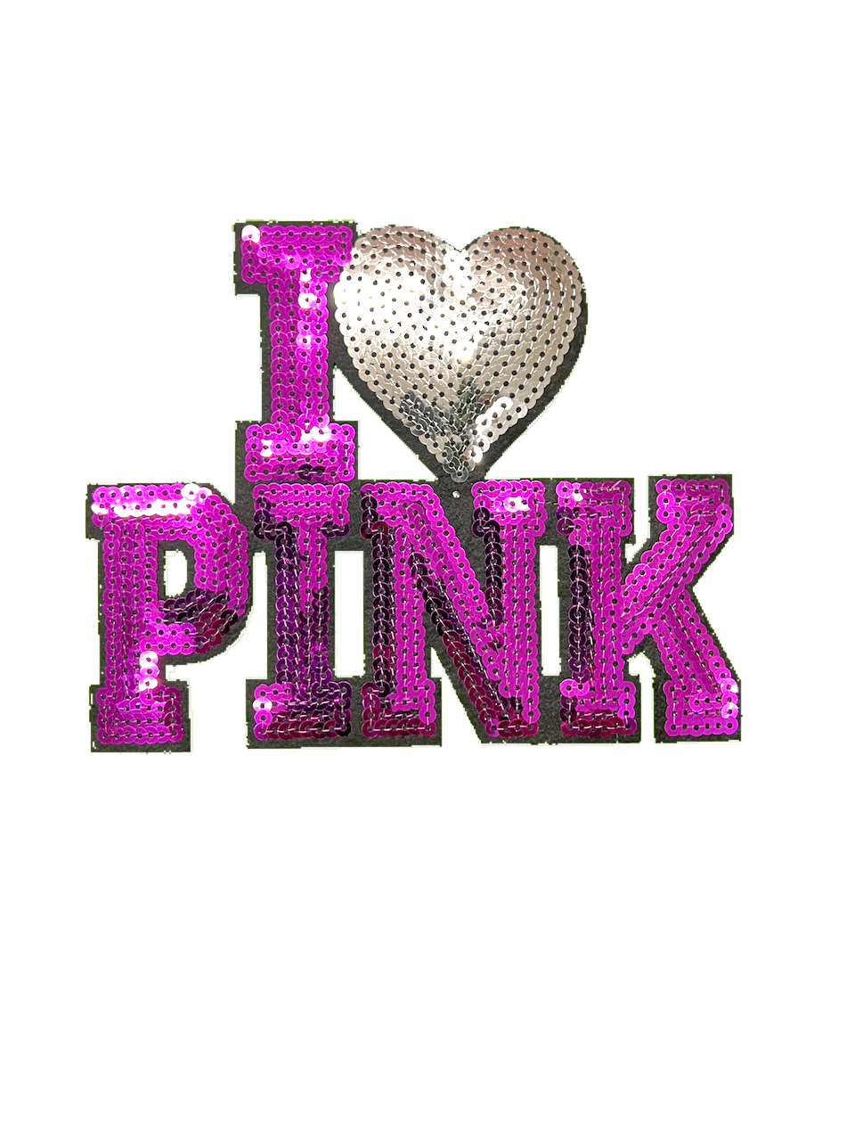 I Love Pink sequin patch
