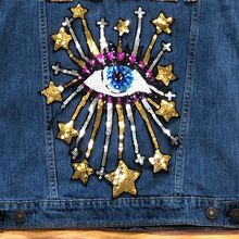 Load image into Gallery viewer, Evil Eye With Stars Sequin Applique Patch
