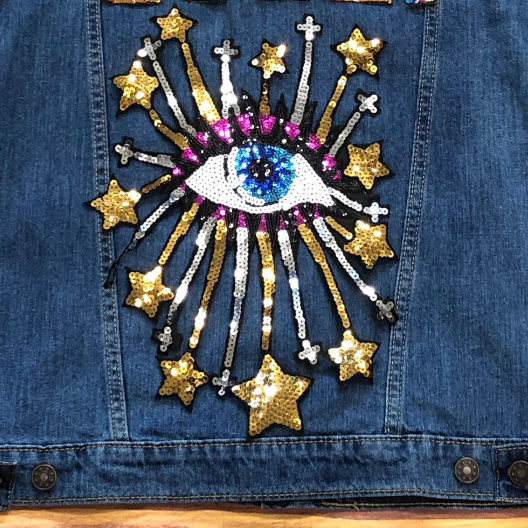 Evil Eye With Stars Sequin Applique Patch