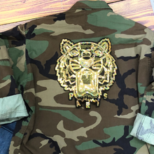 Load image into Gallery viewer, Gold Sequin Tiger Embroidered Head Applique Patch
