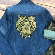 Load image into Gallery viewer, Gold Sequin Tiger Embroidered Head Applique Patch
