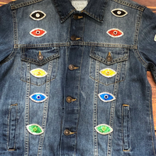 Load image into Gallery viewer, Evil Eye Patch Coloured Crystal Embellished Appliqué  Patch
