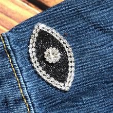 Load image into Gallery viewer, Evil Eye Patch Coloured Crystal Embellished Appliqué  Patch
