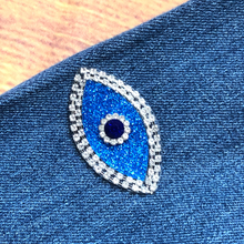 Load image into Gallery viewer, Evil Eye Patch Coloured Crystal Embellished Appliqué  Patch
