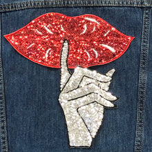 Load image into Gallery viewer, Red Sequin Lips Applique Patch
