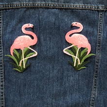 Load image into Gallery viewer, 2 Beautiful Small Pink Florida Flamingo&#39;s Applique  Patch

