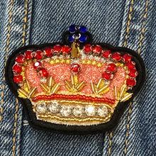 Load image into Gallery viewer, 2 Piece Crown  With Beads and Rhinestones Appliqué Patch
