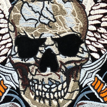 Load image into Gallery viewer, Embroidered Biker Skull Applique Patch
