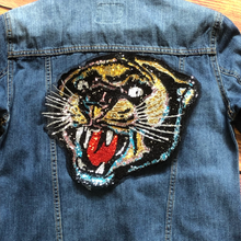 Load image into Gallery viewer, Large Sequin  Tiger Head Applique Patch
