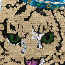 Load image into Gallery viewer, Large Sequin Cat Tiger Head  Applique Patch
