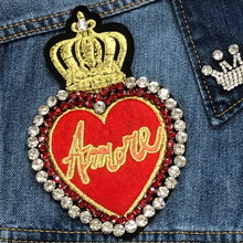 Load image into Gallery viewer, Large &amp; Small Crowns  With Beads and Rhinestones Appliqué Patches
