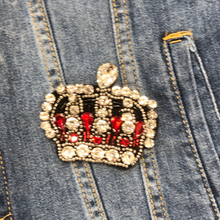 Load image into Gallery viewer, Large &amp; Small Crowns  With Beads and Rhinestones Appliqué Patches
