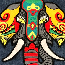 Load image into Gallery viewer, Large Embroidery Elephant Applique  Patch
