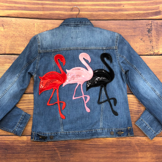 Personalised Pink Flamingo Denim Jacket | Gifts For Kids And Teens &ndash; Cat In The Hood