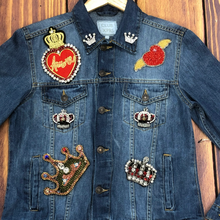 Load image into Gallery viewer, Large &amp; Small Crowns  With Beads and Rhinestones Appliqué Patches
