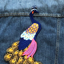 Load image into Gallery viewer, Large Bright Embroidered and Lace Peacock Applique  Patch
