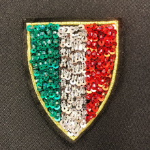 Load image into Gallery viewer, 2 Handmade Coloured 3D Italian Shield Sequin Patch Applique
