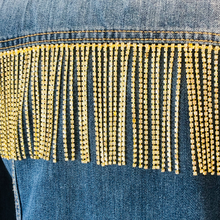 Load image into Gallery viewer, Gold Crystal Rhinestone Tassel Trim Rhinestone Fringe

