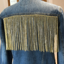 Load image into Gallery viewer, Gold Crystal Rhinestone Tassel Trim Rhinestone Fringe
