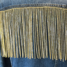 Load image into Gallery viewer, Gold Crystal Rhinestone Tassel Trim Rhinestone Fringe
