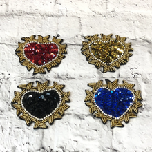 Load image into Gallery viewer, Delicate Embroidered Sequin Beaded Heart  Applique Patch
