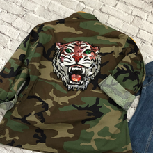 Load image into Gallery viewer, Large Sequin and  Embroidered Tiger Head Applique Patch
