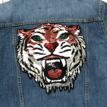 Load image into Gallery viewer, Large Sequin and  Embroidered Tiger Head Applique Patch
