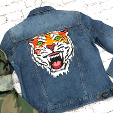Load image into Gallery viewer, Large Sequin and  Embroidered Tiger Head Applique Patch
