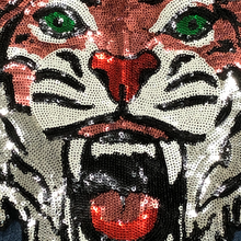Load image into Gallery viewer, Large Sequin and  Embroidered Tiger Head Applique Patch
