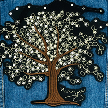 Load image into Gallery viewer, Brown Tree Sequins Embroidered Applique Patch

