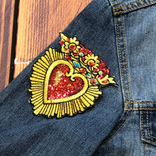 Load image into Gallery viewer, 2 Sacred Heart  Crowned Patch Sew Or Iron On
