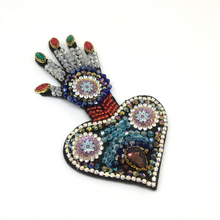 Load image into Gallery viewer, Khamsa Hamsa Hand of Fatima Crystal Eye Applique Patch
