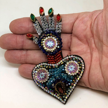 Load image into Gallery viewer, Khamsa Hamsa Hand of Fatima Crystal Eye Applique Patch
