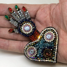 Load image into Gallery viewer, Khamsa Hamsa Hand of Fatima Crystal Eye Applique Patch

