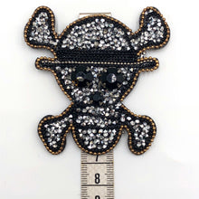 Load image into Gallery viewer, Rhinestone Embroidered Skull &amp; Crossbones Applique Patch
