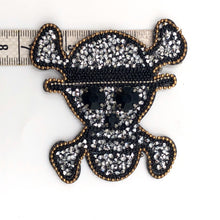 Load image into Gallery viewer, Rhinestone Embroidered Skull &amp; Crossbones Applique Patch
