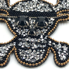 Load image into Gallery viewer, Rhinestone Embroidered Skull &amp; Crossbones Applique Patch
