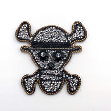 Load image into Gallery viewer, Rhinestone Embroidered Skull &amp; Crossbones Applique Patch
