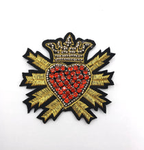 Load image into Gallery viewer, Crystal Rhinestone and Embroidered Love Heart Crown  Applique Patch
