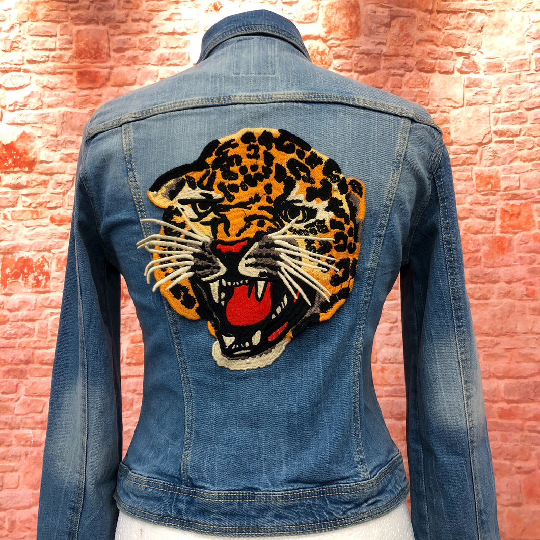 Leopard Embroidered Head Applique Patch