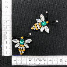 Load image into Gallery viewer, 2 Pieces Handmade 3D Bee Applique Patch Crystal Beaded  Honey Bee Insect
