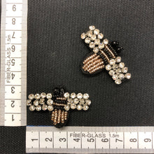 Load image into Gallery viewer, 2 Pieces Handmade 3D Bee Applique Patch Crystal Beaded  Honey Bee Insect

