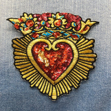 Load image into Gallery viewer, 2 Sacred Heart  Crowned Patch Sew Or Iron On
