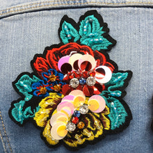 Load image into Gallery viewer, Large 3d Rhinestone Sequin Flower Appliqué Patch
