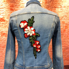 Load image into Gallery viewer, Large Red 3d Crystal &amp; Sequin Flower Appliqué Patch
